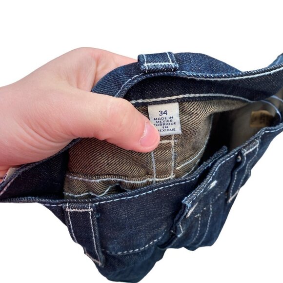 True Religion Jeans Size 34 SLIM FLAP T Blue Contrast Denim Jeans - Picture 8 of 9
